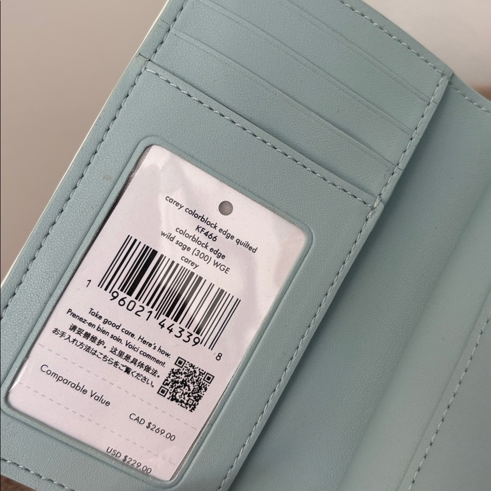 NWT Kate Spade Light Blue Quilted Wallet - Picture 4 of 6